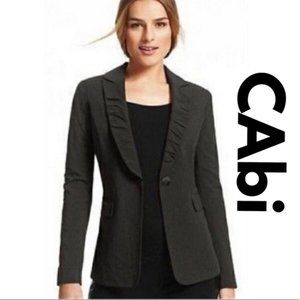 CAbi 601 Pinstripe Lined Rouched Button Blazer Size 6